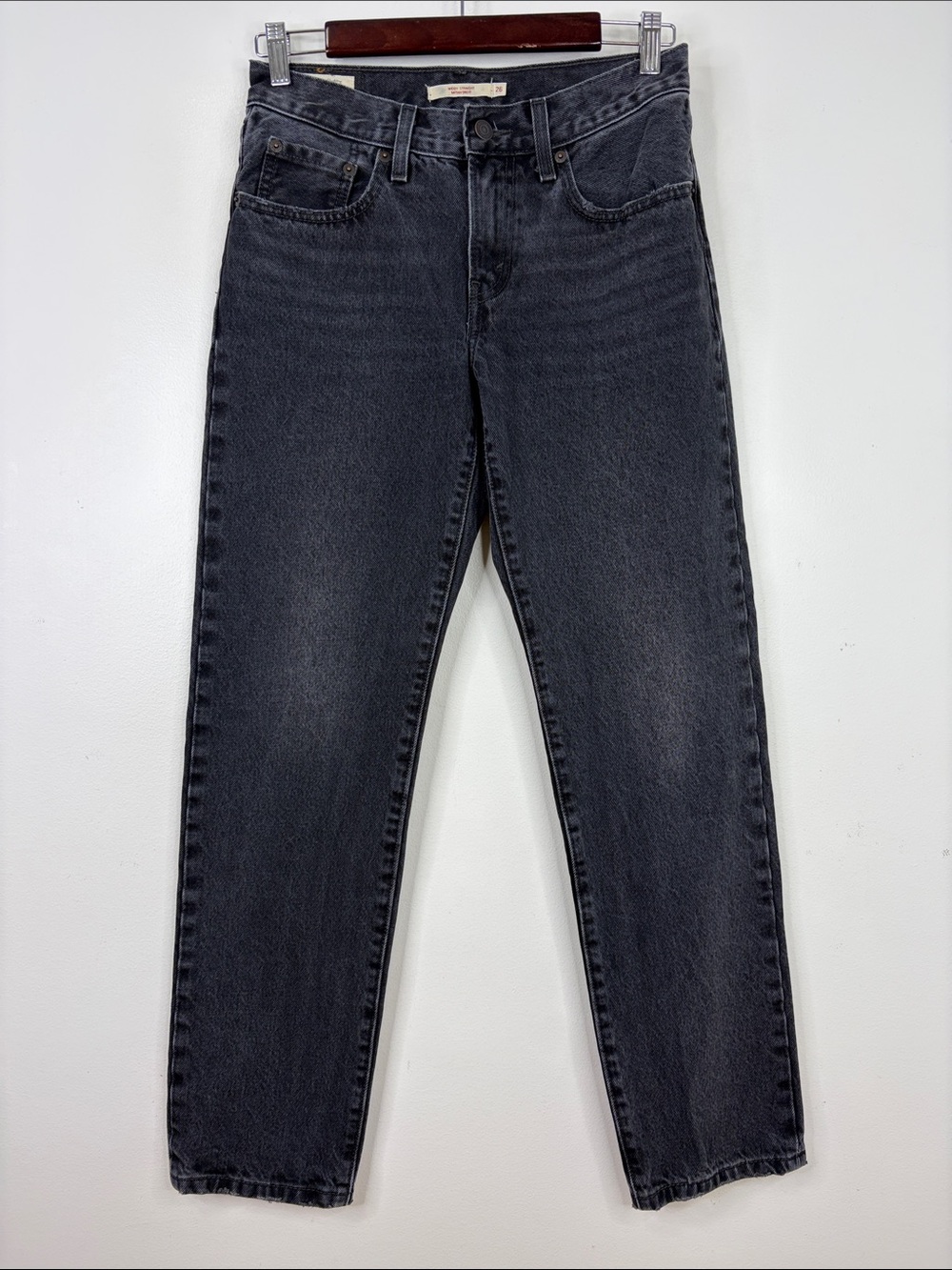 Levi's Middy Straight Jeans Womens 26 x 29 Black Mid Rise Loose Easy Fit